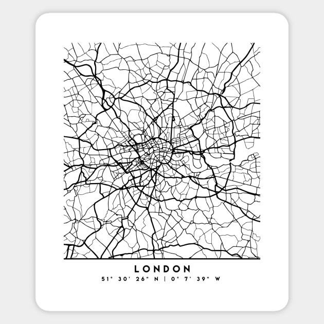 LONDON ENGLAND BLACK CITY STREET MAP ART Sticker by deificusArt